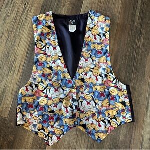 JLN USA  vintage Sailor Teddy Bears nautical Vest women's L novelty top 90's